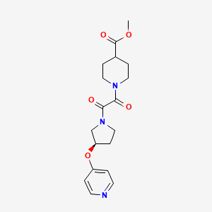 molecular formula C18H23N3O5 B7337663 methyl 1-[2-oxo-2-[(3R)-3-pyridin-4-yloxypyrrolidin-1-yl]acetyl]piperidine-4-carboxylate 