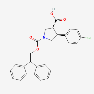 molecular formula C26H22ClNO4 B7337699 rel-(3R,4S)-1-(((9H-Fluoren-9-yl)methoxy)carbonyl)-4-(4-chlorophenyl)pyrrolidine-3-carboxylic acid 