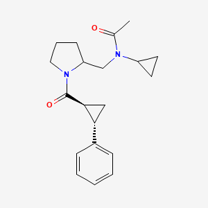 molecular formula C20H26N2O2 B7337769 N-cyclopropyl-N-[[1-[(1S,2S)-2-phenylcyclopropanecarbonyl]pyrrolidin-2-yl]methyl]acetamide 