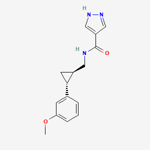 molecular formula C15H17N3O2 B7337885 N-[[(1R,2R)-2-(3-methoxyphenyl)cyclopropyl]methyl]-1H-pyrazole-4-carboxamide 