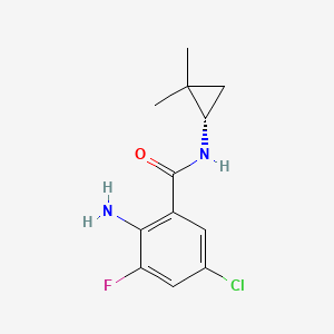 molecular formula C12H14ClFN2O B7337987 2-amino-5-chloro-N-[(1S)-2,2-dimethylcyclopropyl]-3-fluorobenzamide 