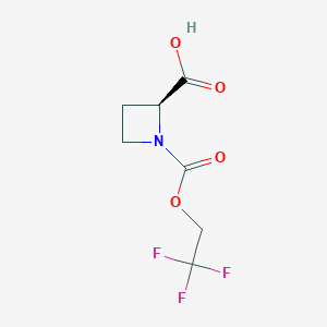 molecular formula C7H8F3NO4 B7337993 (2S)-1-(2,2,2-trifluoroethoxycarbonyl)azetidine-2-carboxylic acid 