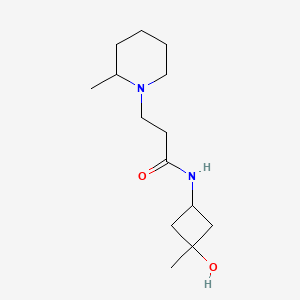 molecular formula C14H26N2O2 B7338064 N-(3-hydroxy-3-methylcyclobutyl)-3-(2-methylpiperidin-1-yl)propanamide 