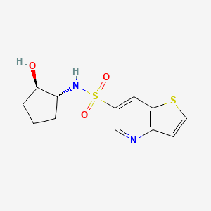 molecular formula C12H14N2O3S2 B7338076 N-[(1R,2R)-2-hydroxycyclopentyl]thieno[3,2-b]pyridine-6-sulfonamide 
