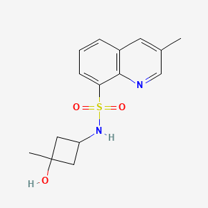 molecular formula C15H18N2O3S B7338079 N-(3-hydroxy-3-methylcyclobutyl)-3-methylquinoline-8-sulfonamide 