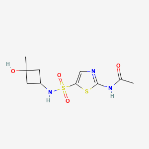 molecular formula C10H15N3O4S2 B7338085 N-[5-[(3-hydroxy-3-methylcyclobutyl)sulfamoyl]-1,3-thiazol-2-yl]acetamide 