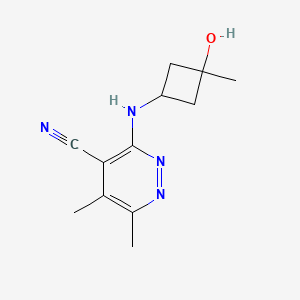 molecular formula C12H16N4O B7338152 3-[(3-Hydroxy-3-methylcyclobutyl)amino]-5,6-dimethylpyridazine-4-carbonitrile 