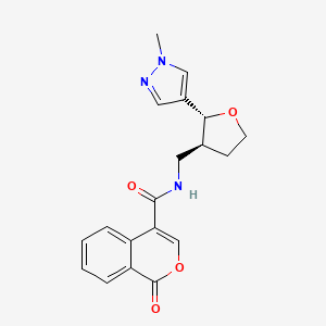 molecular formula C19H19N3O4 B7338260 N-[[(2R,3S)-2-(1-methylpyrazol-4-yl)oxolan-3-yl]methyl]-1-oxoisochromene-4-carboxamide 