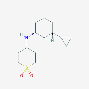 molecular formula C14H25NO2S B7338263 N-[(1R,3S)-3-cyclopropylcyclohexyl]-1,1-dioxothian-4-amine 
