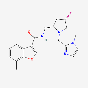 molecular formula C20H23FN4O2 B7338348 N-[[(2S,4S)-4-fluoro-1-[(1-methylimidazol-2-yl)methyl]pyrrolidin-2-yl]methyl]-7-methyl-1-benzofuran-3-carboxamide 