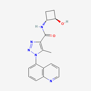 molecular formula C17H17N5O2 B7338401 N-[(1R,2R)-2-hydroxycyclobutyl]-5-methyl-1-quinolin-5-yltriazole-4-carboxamide 