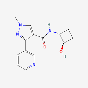 molecular formula C14H16N4O2 B7338412 N-[(1R,2R)-2-hydroxycyclobutyl]-1-methyl-3-pyridin-3-ylpyrazole-4-carboxamide 