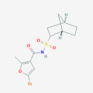 molecular formula C13H16BrNO4S B7338463 N-[[(1S,4R)-2-bicyclo[2.2.1]heptanyl]sulfonyl]-5-bromo-2-methylfuran-3-carboxamide 