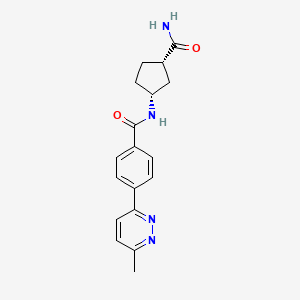 molecular formula C18H20N4O2 B7338635 N-[(1R,3S)-3-carbamoylcyclopentyl]-4-(6-methylpyridazin-3-yl)benzamide 