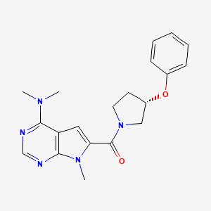 molecular formula C20H23N5O2 B7338651 [4-(dimethylamino)-7-methylpyrrolo[2,3-d]pyrimidin-6-yl]-[(3S)-3-phenoxypyrrolidin-1-yl]methanone 