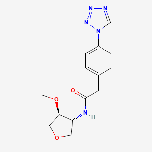 molecular formula C14H17N5O3 B7338702 N-[(3R,4S)-4-methoxyoxolan-3-yl]-2-[4-(tetrazol-1-yl)phenyl]acetamide 