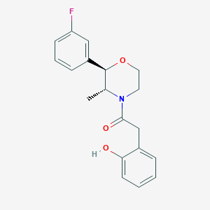 molecular formula C19H20FNO3 B7338744 1-[(2R,3R)-2-(3-fluorophenyl)-3-methylmorpholin-4-yl]-2-(2-hydroxyphenyl)ethanone 
