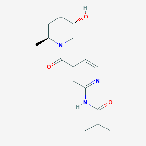 molecular formula C16H23N3O3 B7338784 N-[4-[(2S,5S)-5-hydroxy-2-methylpiperidine-1-carbonyl]pyridin-2-yl]-2-methylpropanamide 