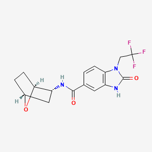 molecular formula C16H16F3N3O3 B7339349 N-[(1S,2R,4R)-7-oxabicyclo[2.2.1]heptan-2-yl]-2-oxo-1-(2,2,2-trifluoroethyl)-3H-benzimidazole-5-carboxamide 