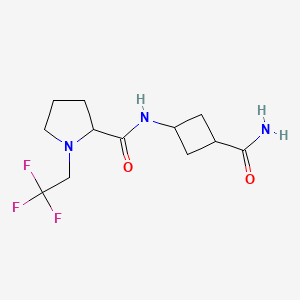 molecular formula C12H18F3N3O2 B7339359 N-(3-carbamoylcyclobutyl)-1-(2,2,2-trifluoroethyl)pyrrolidine-2-carboxamide 