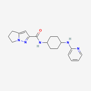 molecular formula C18H23N5O B7339394 N-[4-(pyridin-2-ylamino)cyclohexyl]-5,6-dihydro-4H-pyrrolo[1,2-b]pyrazole-2-carboxamide 