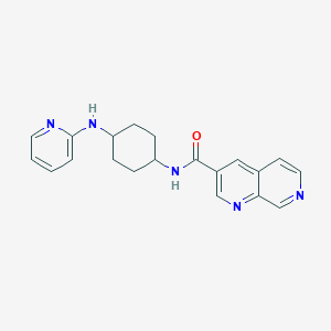 molecular formula C20H21N5O B7339415 N-[4-(pyridin-2-ylamino)cyclohexyl]-1,7-naphthyridine-3-carboxamide 