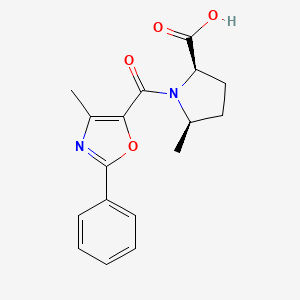 molecular formula C17H18N2O4 B7339446 (2R,5R)-5-methyl-1-(4-methyl-2-phenyl-1,3-oxazole-5-carbonyl)pyrrolidine-2-carboxylic acid 