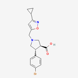 molecular formula C18H19BrN2O3 B7339644 (3S,4R)-4-(4-bromophenyl)-1-[(3-cyclopropyl-1,2-oxazol-5-yl)methyl]pyrrolidine-3-carboxylic acid 
