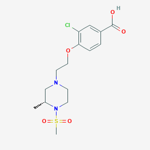 molecular formula C15H21ClN2O5S B7339683 3-chloro-4-[2-[(3R)-3-methyl-4-methylsulfonylpiperazin-1-yl]ethoxy]benzoic acid 