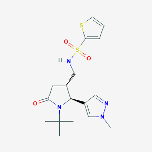 molecular formula C17H24N4O3S2 B7339756 N-[[(2S,3R)-1-tert-butyl-2-(1-methylpyrazol-4-yl)-5-oxopyrrolidin-3-yl]methyl]thiophene-2-sulfonamide 