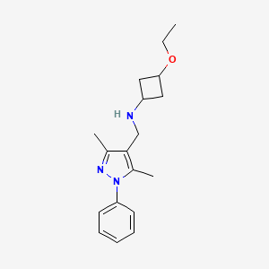 molecular formula C18H25N3O B7339782 N-[(3,5-dimethyl-1-phenylpyrazol-4-yl)methyl]-3-ethoxycyclobutan-1-amine 