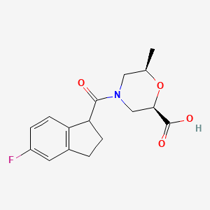 molecular formula C16H18FNO4 B7339929 (2R,6R)-4-(5-fluoro-2,3-dihydro-1H-indene-1-carbonyl)-6-methylmorpholine-2-carboxylic acid 