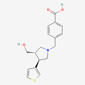 molecular formula C17H19NO3S B7340235 4-[[(3S,4R)-3-(hydroxymethyl)-4-thiophen-3-ylpyrrolidin-1-yl]methyl]benzoic acid 