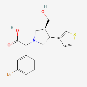 molecular formula C17H18BrNO3S B7340247 2-(3-bromophenyl)-2-[(3S,4R)-3-(hydroxymethyl)-4-thiophen-3-ylpyrrolidin-1-yl]acetic acid 