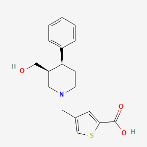 molecular formula C18H21NO3S B7340308 4-[[(3S,4S)-3-(hydroxymethyl)-4-phenylpiperidin-1-yl]methyl]thiophene-2-carboxylic acid 