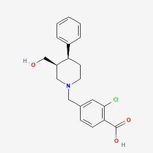molecular formula C20H22ClNO3 B7340312 2-chloro-4-[[(3S,4S)-3-(hydroxymethyl)-4-phenylpiperidin-1-yl]methyl]benzoic acid 