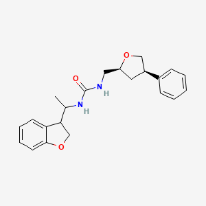 molecular formula C22H26N2O3 B7340490 1-[1-(2,3-dihydro-1-benzofuran-3-yl)ethyl]-3-[[(2S,4R)-4-phenyloxolan-2-yl]methyl]urea 