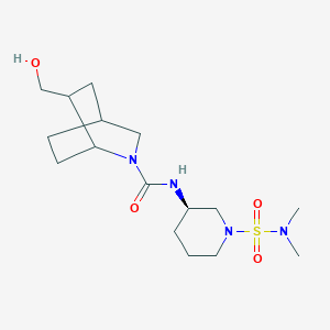 molecular formula C16H30N4O4S B7340530 N-[(3R)-1-(dimethylsulfamoyl)piperidin-3-yl]-6-(hydroxymethyl)-2-azabicyclo[2.2.2]octane-2-carboxamide 