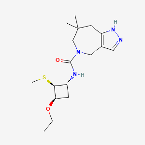 molecular formula C17H28N4O2S B7340721 N-[(1R,2S,3R)-3-ethoxy-2-methylsulfanylcyclobutyl]-7,7-dimethyl-1,4,6,8-tetrahydropyrazolo[4,3-c]azepine-5-carboxamide 