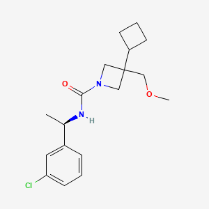 molecular formula C18H25ClN2O2 B7340796 N-[(1R)-1-(3-chlorophenyl)ethyl]-3-cyclobutyl-3-(methoxymethyl)azetidine-1-carboxamide 