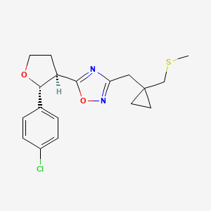 molecular formula C18H21ClN2O2S B7340829 5-[(2R,3R)-2-(4-chlorophenyl)oxolan-3-yl]-3-[[1-(methylsulfanylmethyl)cyclopropyl]methyl]-1,2,4-oxadiazole 
