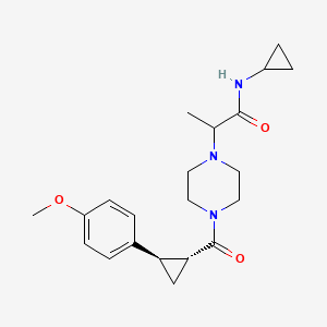 molecular formula C21H29N3O3 B7340867 N-cyclopropyl-2-[4-[(1R,2R)-2-(4-methoxyphenyl)cyclopropanecarbonyl]piperazin-1-yl]propanamide 