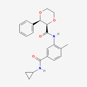 molecular formula C22H24N2O4 B7340925 (2R,3R)-N-[5-(cyclopropylcarbamoyl)-2-methylphenyl]-3-phenyl-1,4-dioxane-2-carboxamide 