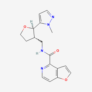 molecular formula C17H18N4O3 B7341301 N-[[(2R,3S)-2-(2-methylpyrazol-3-yl)oxolan-3-yl]methyl]furo[3,2-c]pyridine-4-carboxamide 
