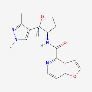 molecular formula C17H18N4O3 B7341460 N-[(2S,3R)-2-(1,3-dimethylpyrazol-4-yl)oxolan-3-yl]furo[3,2-c]pyridine-4-carboxamide 