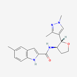 molecular formula C19H22N4O2 B7341467 N-[(2S,3R)-2-(1,3-dimethylpyrazol-4-yl)oxolan-3-yl]-5-methyl-1H-indole-2-carboxamide 