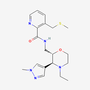 molecular formula C19H27N5O2S B7341527 N-[[(2S,3S)-4-ethyl-3-(1-methylpyrazol-4-yl)morpholin-2-yl]methyl]-3-(methylsulfanylmethyl)pyridine-2-carboxamide 