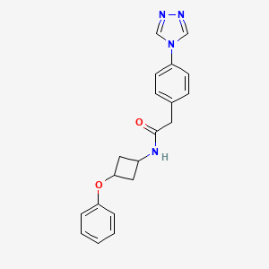 molecular formula C20H20N4O2 B7341553 N-(3-phenoxycyclobutyl)-2-[4-(1,2,4-triazol-4-yl)phenyl]acetamide 