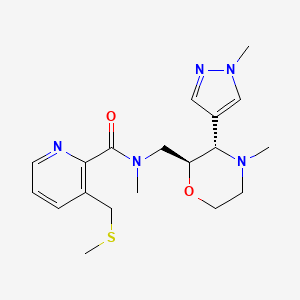 molecular formula C19H27N5O2S B7341578 N-methyl-N-[[(2S,3S)-4-methyl-3-(1-methylpyrazol-4-yl)morpholin-2-yl]methyl]-3-(methylsulfanylmethyl)pyridine-2-carboxamide 