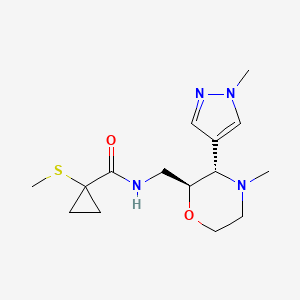 molecular formula C15H24N4O2S B7341604 N-[[(2S,3S)-4-methyl-3-(1-methylpyrazol-4-yl)morpholin-2-yl]methyl]-1-methylsulfanylcyclopropane-1-carboxamide 